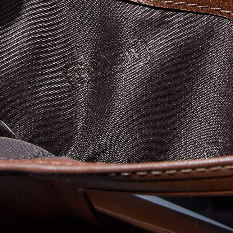 Pre Owned Coach Beige/Brown Signature Canvas and Leather Buckle Detail Continental Wallet