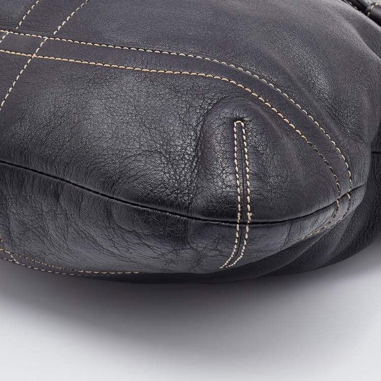Pre Owned Coach Black Leather Shoulder Bag