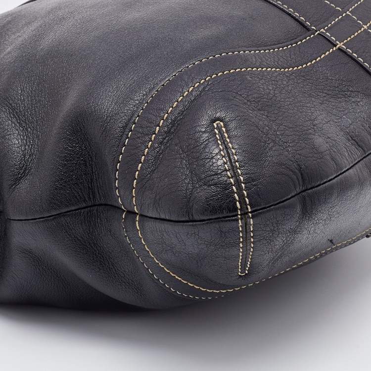 Pre Owned Coach Black Leather Shoulder Bag
