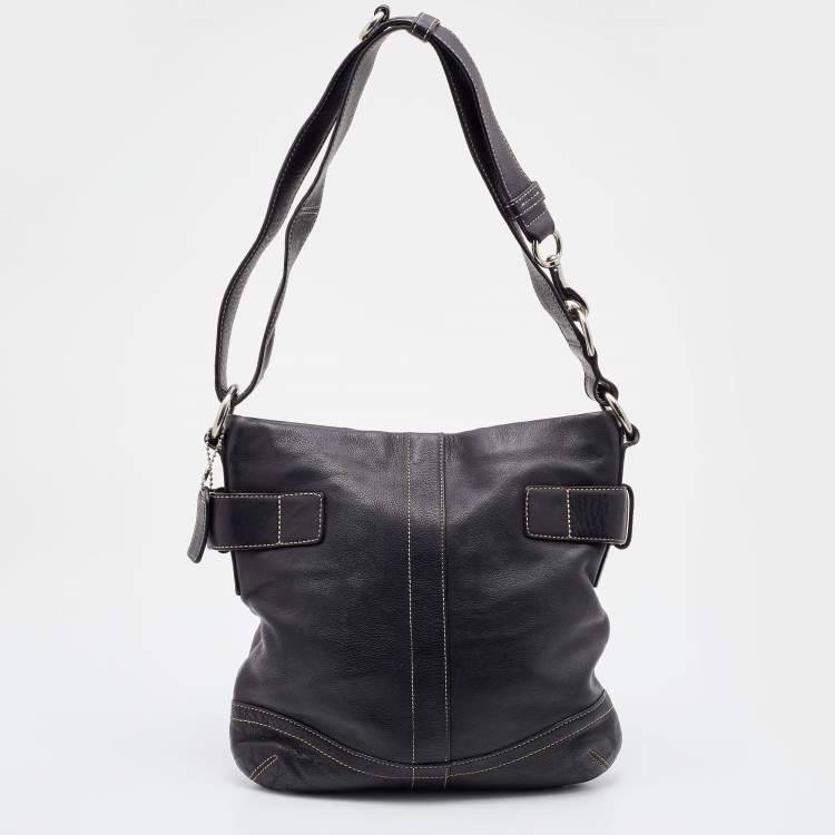 Pre Owned Coach Black Leather Shoulder Bag