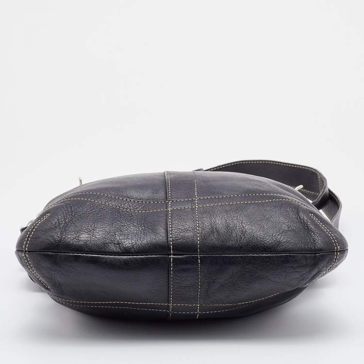 Pre Owned Coach Black Leather Shoulder Bag