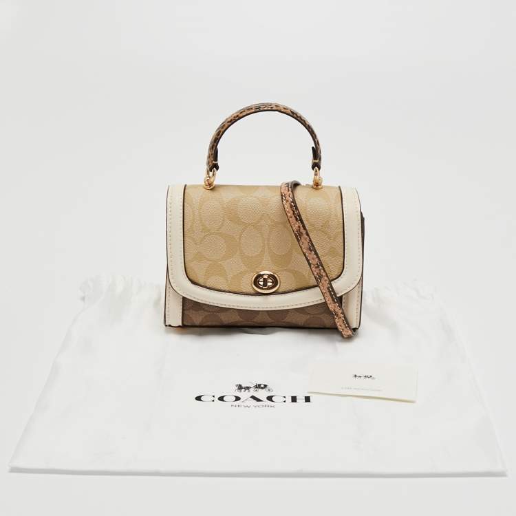 Pre Owned Coach Multicolor Signature Canvas and Leather Micro Top Handle Bag