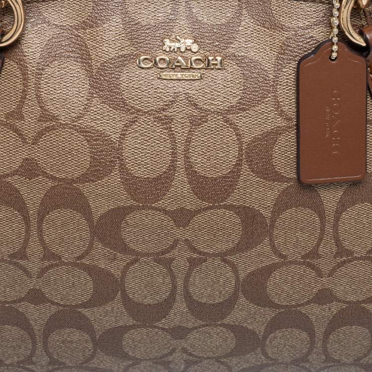 Pre Owned Coach Beige Monogram Canvas Small Kelsey Satchel