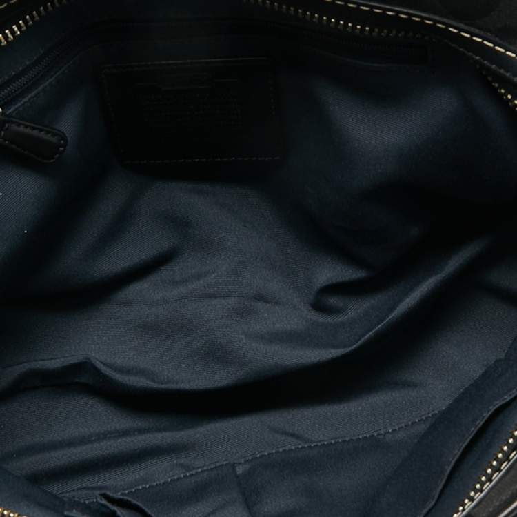 Pre Owned Coach Black Signature Canvas and Leather Boston Bag