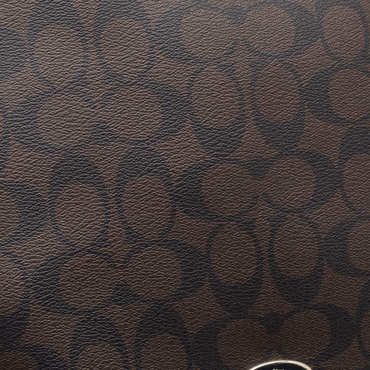 Pre Owned Coach Brown/Black Signature Canvas and Leather Celeste Hobo