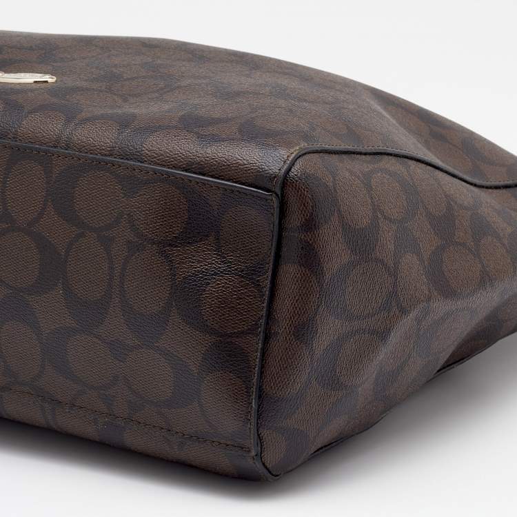 Pre Owned Coach Brown/Black Signature Canvas and Leather Celeste Hobo