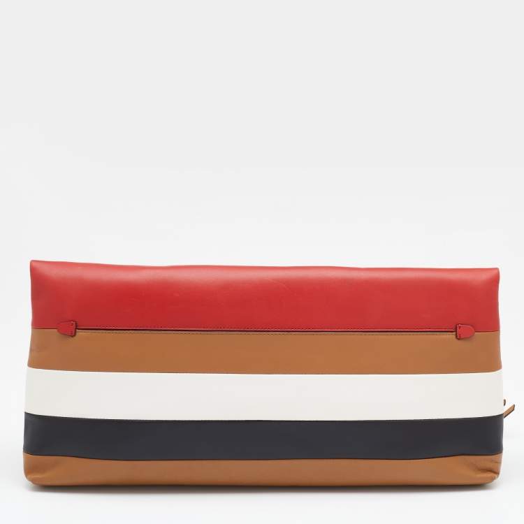 Pre Owned Coach Multicolored Leather Oversize Foldover Clutch 