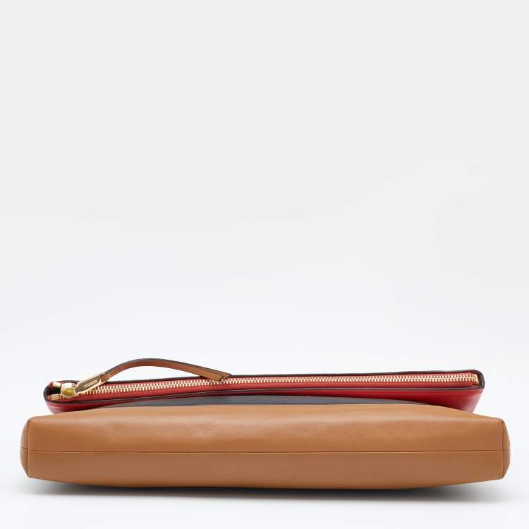 Pre Owned Coach Multicolored Leather Oversize Foldover Clutch 