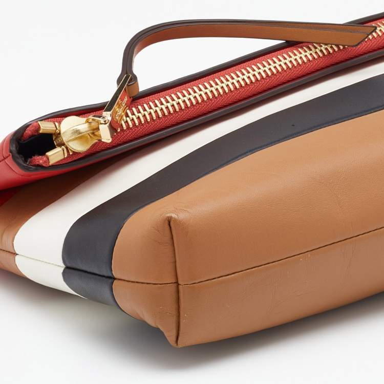 Pre Owned Coach Multicolored Leather Oversize Foldover Clutch 