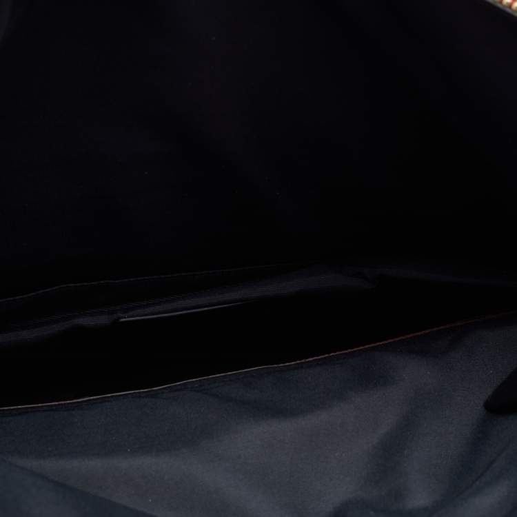 Pre Owned Coach Multicolored Leather Oversize Foldover Clutch 