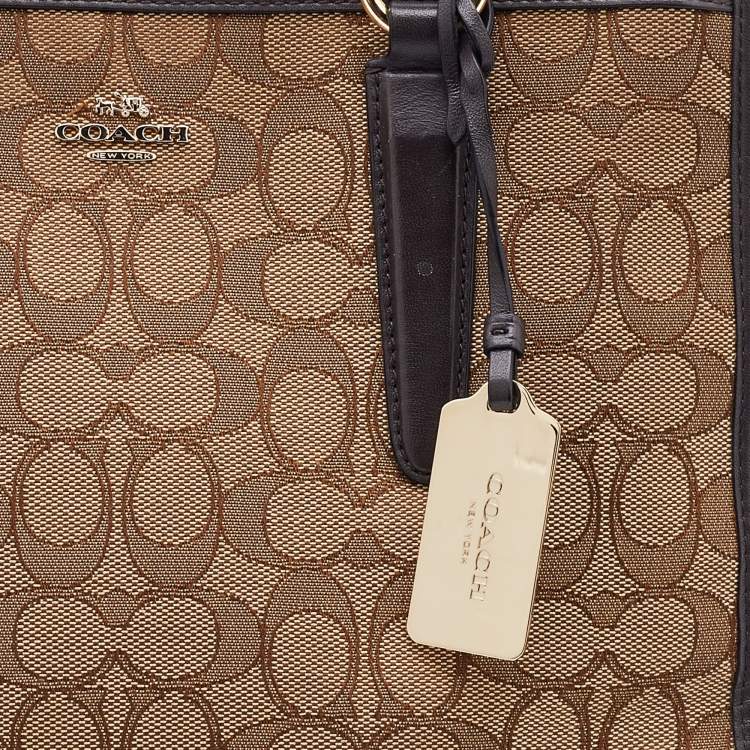 Pre Owned Coach Brown/Beige Signature Canvas and Leather Crosby Carryall Satchel