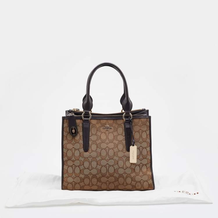 Pre Owned Coach Brown/Beige Signature Canvas and Leather Crosby Carryall Satchel