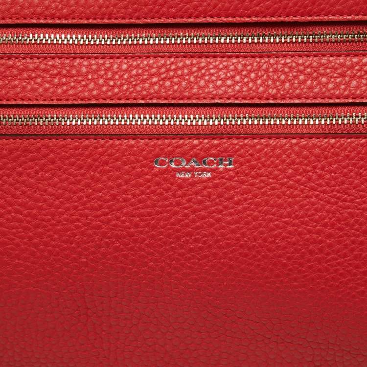 Pre Owned Coach Orange Leather Wristlet Clutch