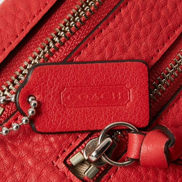Pre Owned Coach Orange Leather Wristlet Clutch