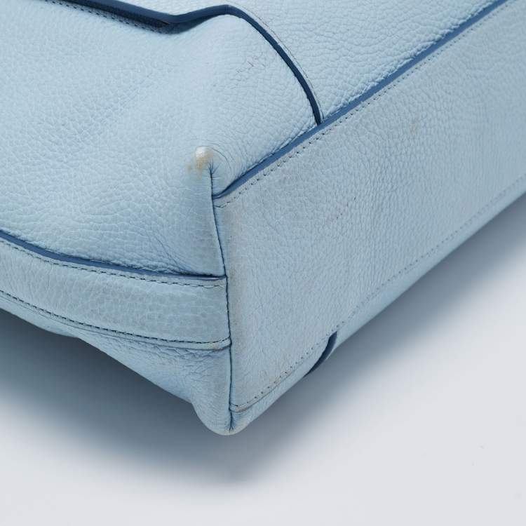 Pre Owned Coach Light Blue Grained Leather Large Scout Hobo