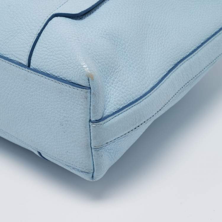 Pre Owned Coach Light Blue Grained Leather Large Scout Hobo