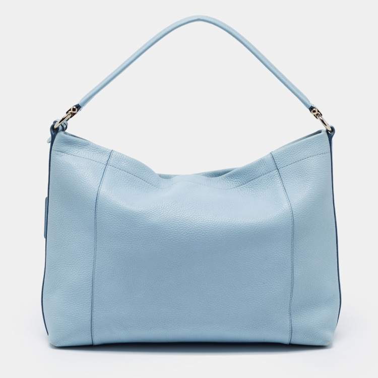 Pre Owned Coach Light Blue Grained Leather Large Scout Hobo