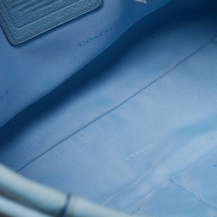 Pre Owned Coach Light Blue Grained Leather Large Scout Hobo