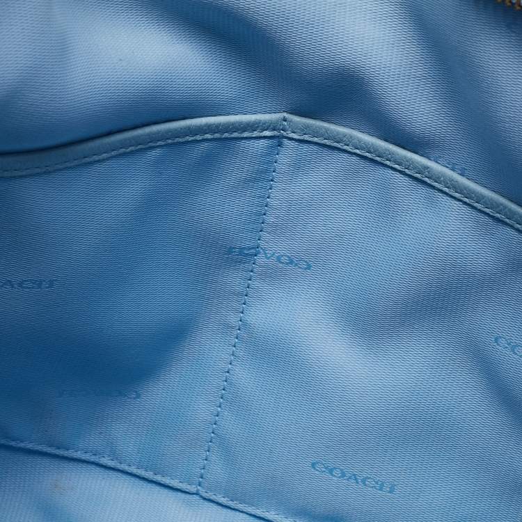 Pre Owned Coach Light Blue Grained Leather Large Scout Hobo