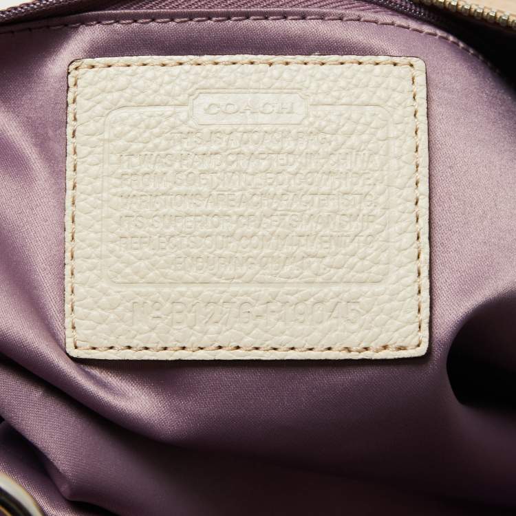 Pre Owned Coach Light Beige/White Leather Penelope Hobo
