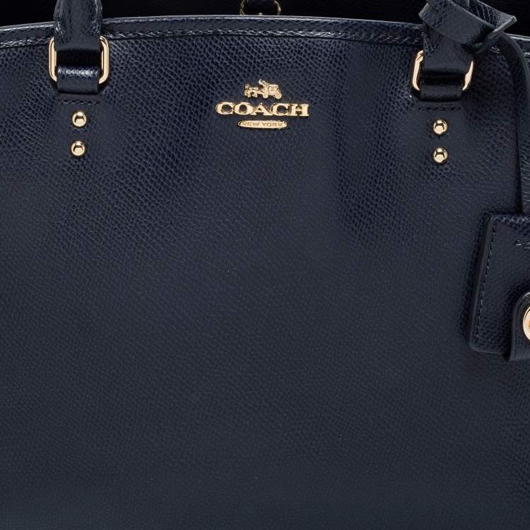 Pre Owned Coach Navy Blue Studded Leather Margot Satchel