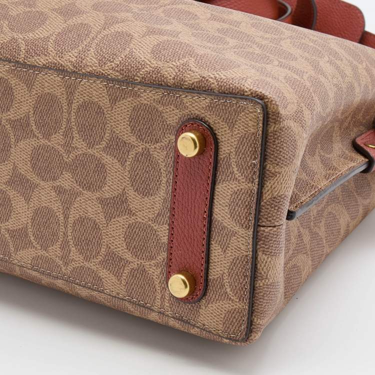Pre Owned Coach Beige/Brick Red Coated Canvas and Leather Willow Shoulder Bag