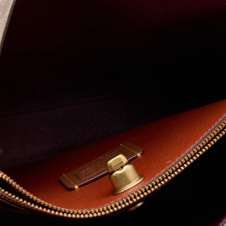 Pre Owned Coach Beige/Brick Red Coated Canvas and Leather Willow Shoulder Bag