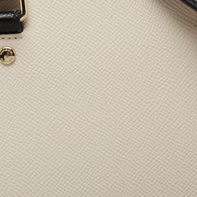 Pre Owned Coach White/Brown Leather Cora Dome Satchel