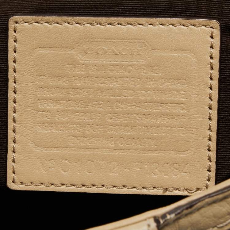 Pre Owned Coach Beige Grained Leather Hampton Tote