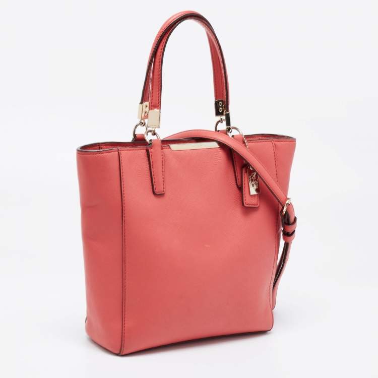 Pre Owned Coach Red Leather Zip Tote