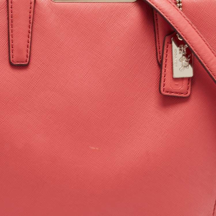 Pre Owned Coach Red Leather Zip Tote