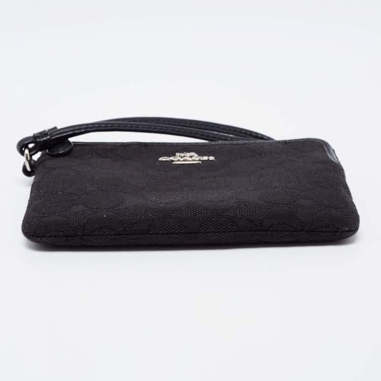 Pre Owned Coach Black Signature Canvas and Leather Wallet