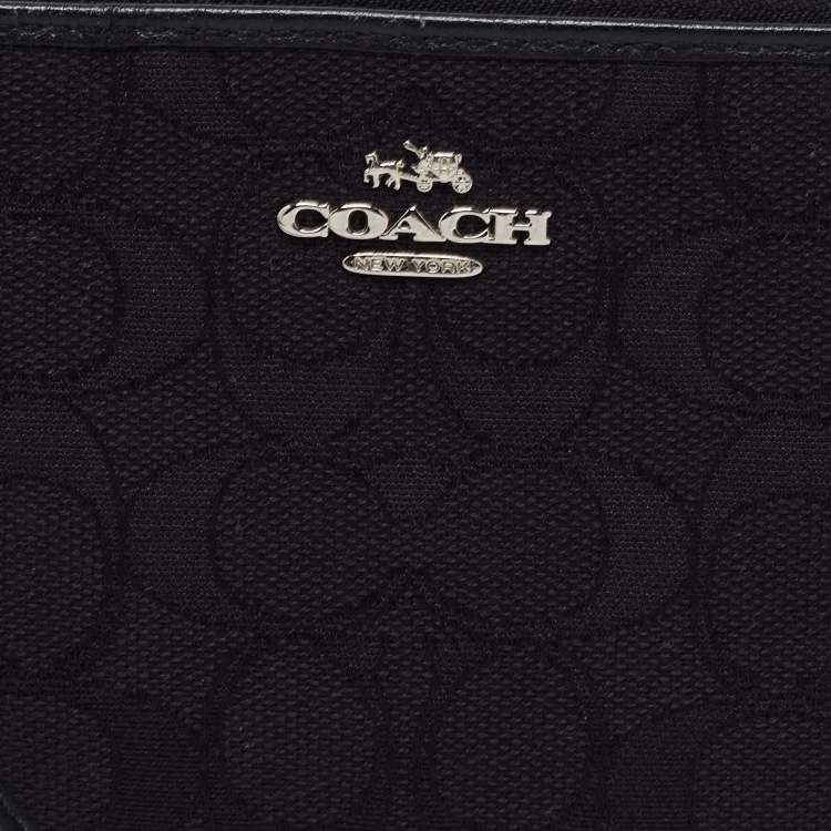 Pre Owned Coach Black Signature Canvas and Leather Wallet