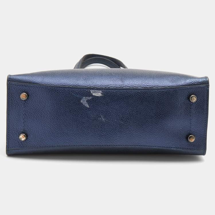 Pre Owned Coach Metallic Navy Blue Leather Avenue Tote