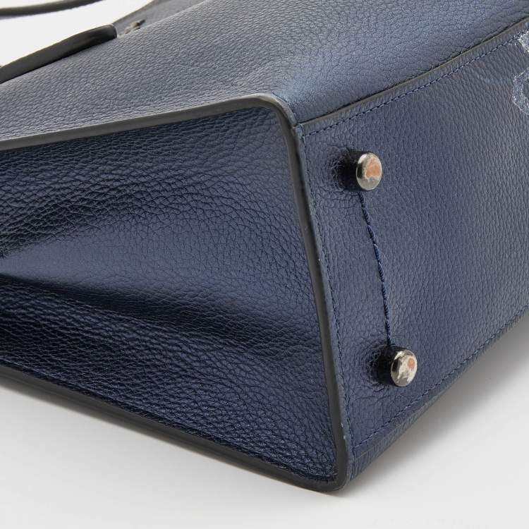 Pre Owned Coach Metallic Navy Blue Leather Avenue Tote