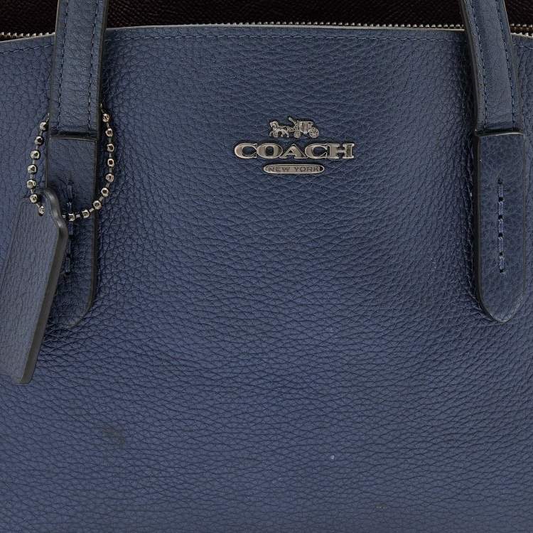 Pre Owned Coach Metallic Navy Blue Leather Avenue Tote