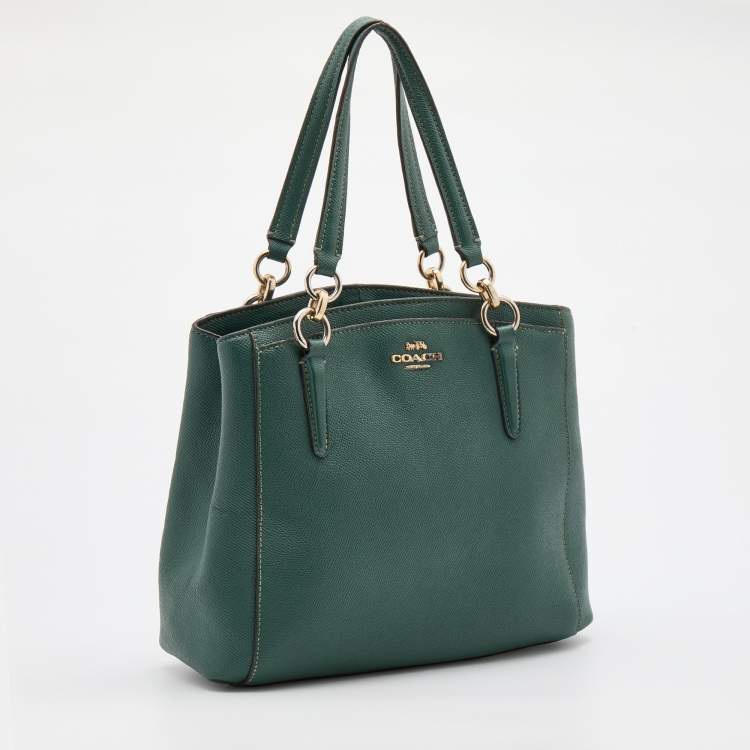 مملوكة مسبقًا Coach Dark Green Leather Surrey Carryall Tote