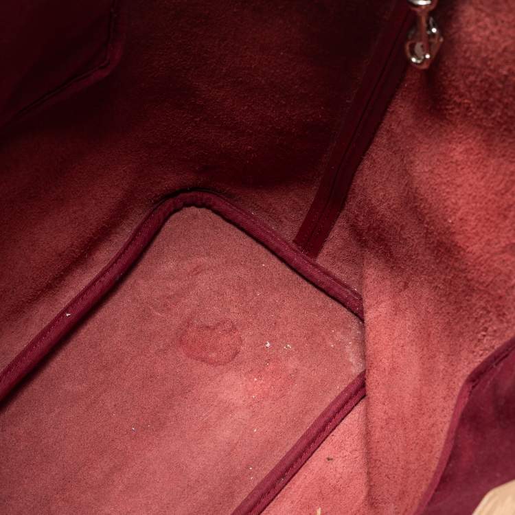 Pre Owned Coach Burgundy/Beige Leather Tote