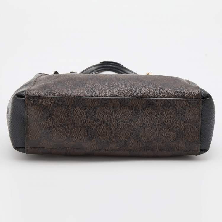 مملوكة مسبقًا Coach Black/Brown Signature Coated Canvas and Leather Mini Christie Carryall Satchel