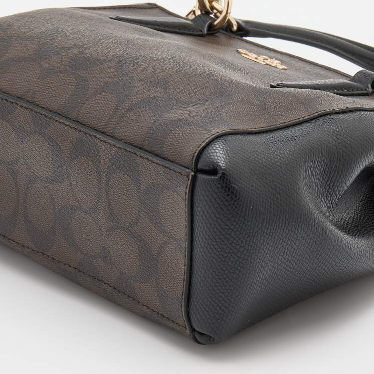 مملوكة مسبقًا Coach Black/Brown Signature Coated Canvas and Leather Mini Christie Carryall Satchel
