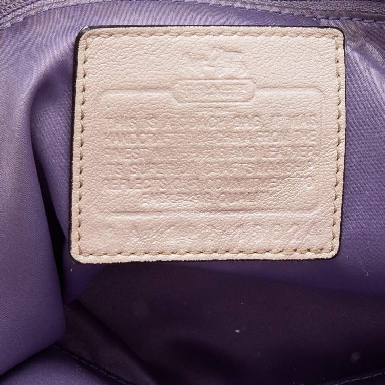 Pre Owned Coach Metallic Beige Leather Floral Laser Cut Lindsey Satchel