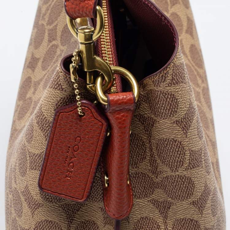Pre Owned Coach Beige/Brown Signature Coated Canvas and Leather Willow Shoulder Bag