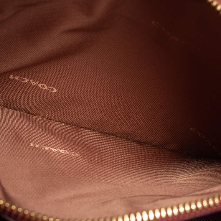 Pre Owned Coach Beige/Brown Signature Coated Canvas and Leather Willow Shoulder Bag
