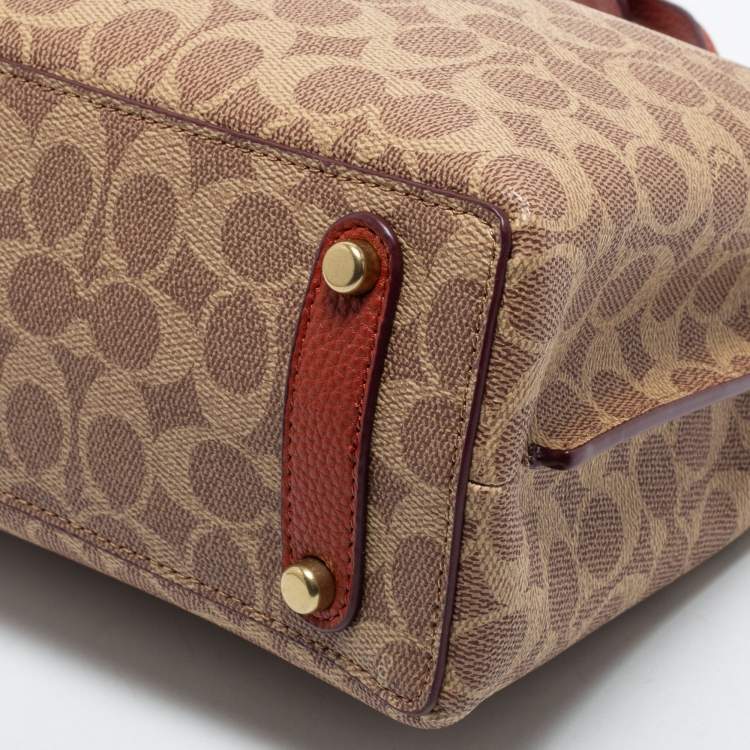 Pre Owned Coach Beige/Brown Signature Coated Canvas and Leather Willow Shoulder Bag