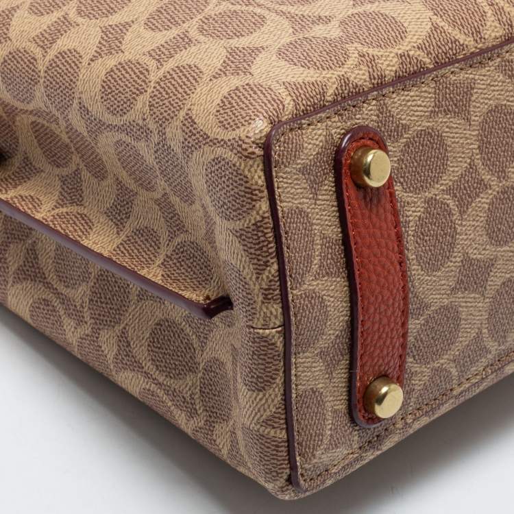 Pre Owned Coach Beige/Brown Signature Coated Canvas and Leather Willow Shoulder Bag