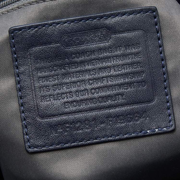 Pre Owned Coach Navy Blue Signature Canvas and Leather Tote