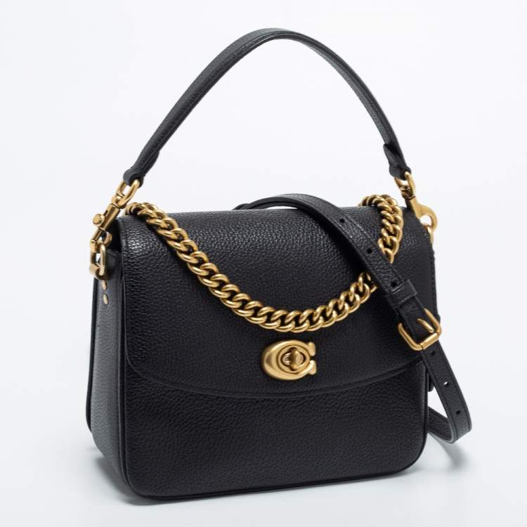 Pre Owned Coach Black Grained Leather Cassie Crossbody Bag