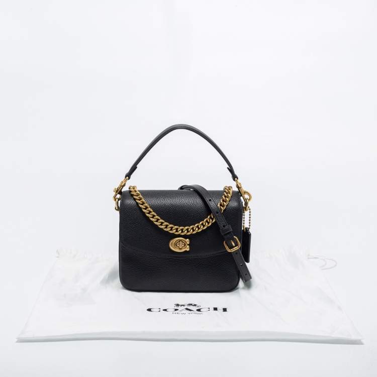 Pre Owned Coach Black Grained Leather Cassie Crossbody Bag