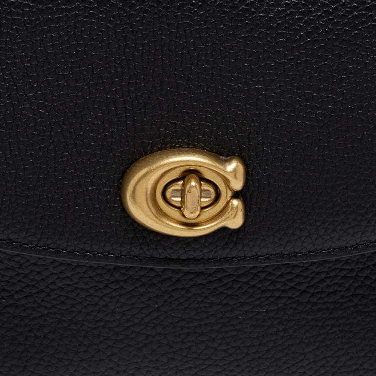 Pre Owned Coach Black Grained Leather Cassie Crossbody Bag