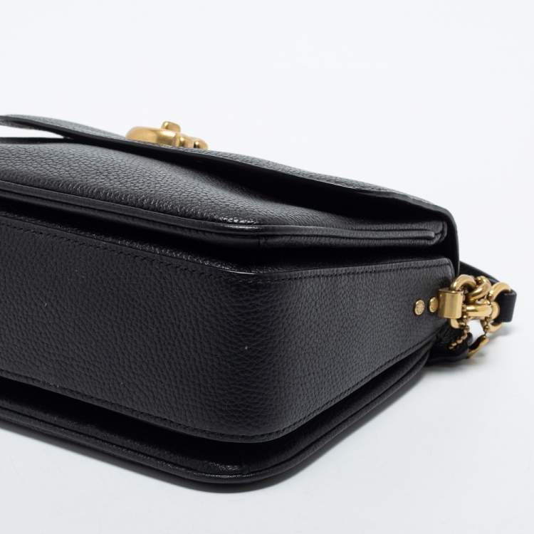 Pre Owned Coach Black Grained Leather Cassie Crossbody Bag